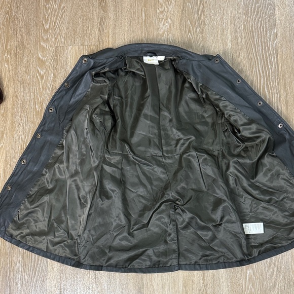 Anthropologie Maeve Kellie Olive Green Faux Leather Coat Removable Fur Collar - Picture 11 of 13